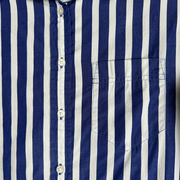 J. Crew Button Down Shirt Dress Size Small Vertical Striped Blue White Loose Fit - Picture 12 of 12